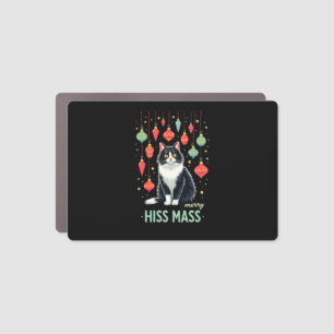 Christmas Tuxedo Cat with Holiday Decorations Merr Car Magnet