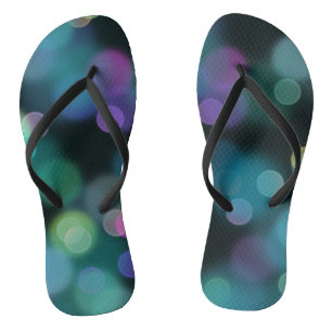 Christmas Twilight Pattern on Midnight Blue Flip Flops