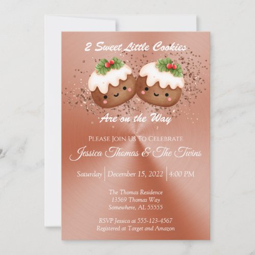 Christmas Twin Cookie Baby Shower Invitation