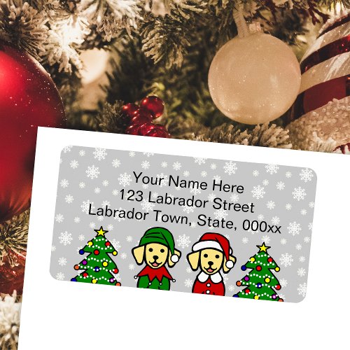 Christmas Twin Yellow Labrador Puppies Labels