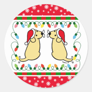 Christmas Twin Yellow Labradors Santa Stickers