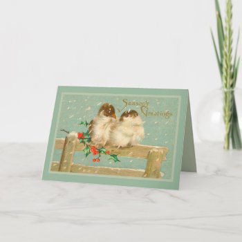 Christmas Two Birds On A Fence Holiday Card by lazyrivergreetings at Zazzle