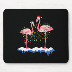Christmas Two Pink Flamingo Summer Xmas Christmas Mouse Pad