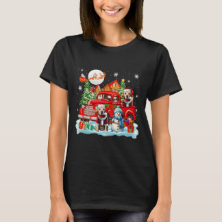 Christmas Two Santa Labrador Retrievers On Pickup  T-Shirt