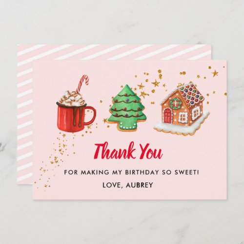Christmas Two Sweet 2nd Birthday  Thank You Card