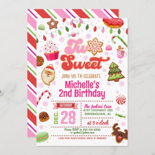 Christmas Two Sweet Birthday Invitation _ Girl