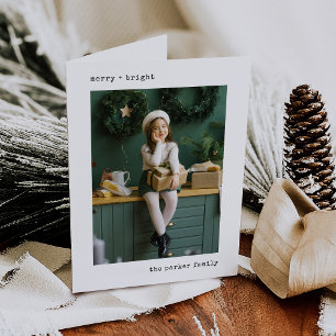Christmas Typewriter   Black and White with Photos Holiday Card