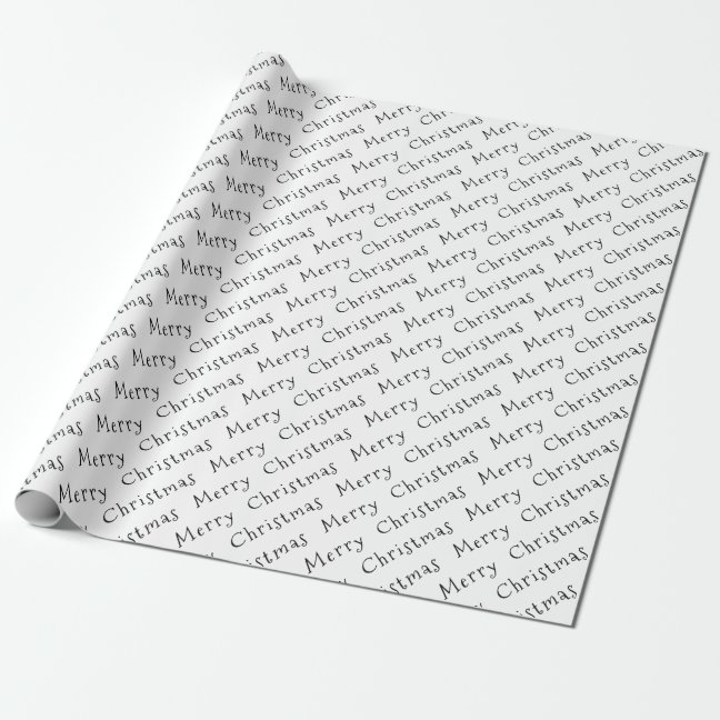 Christmas Typography Blhack on White Wrapping Paper