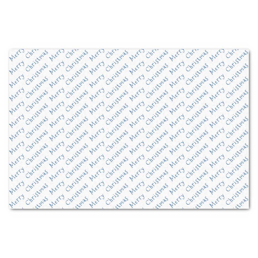 Christmas Typography Blue on White Tissue Paper