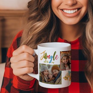 Christmas Typography Colorful Modern Name Photo Coffee Mug