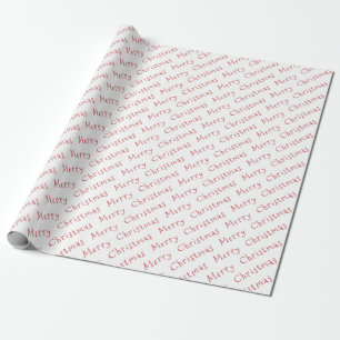 Christmas Typography Dark Red on White Wrapping Paper