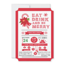 Christmas Typography Eat Be Merry Party Invitation