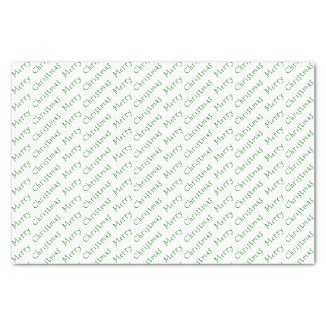 Christmas Typography Green on White Tissue Paper