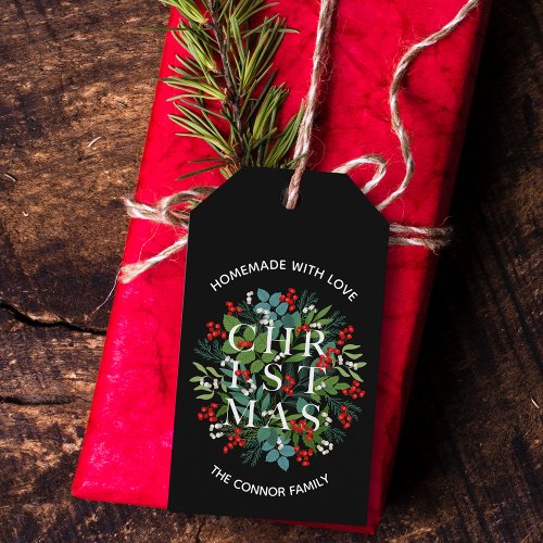 CHRISTMAS Typography Homemade with Love Gift Tags