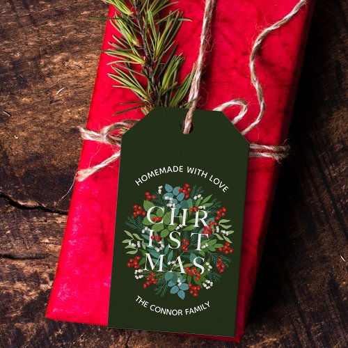CHRISTMAS Typography Homemade with Love Gift Tags