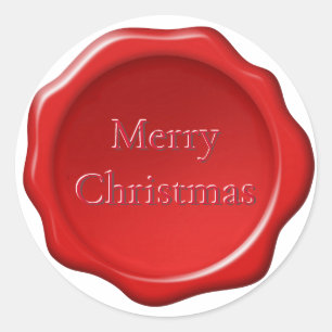Christmas Typography on Red Wax Seal Sticker