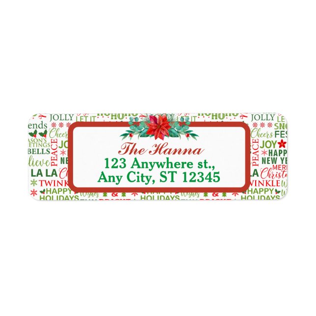 Christmas Typography Red & Green Seamless Pattern Label (Front)