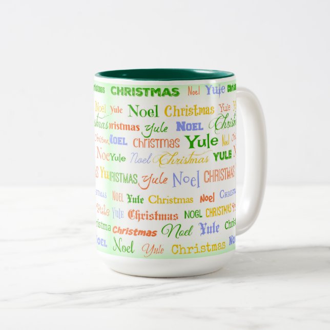 Christmas Typography Two-Tone Coffee Mug (Front Right)
