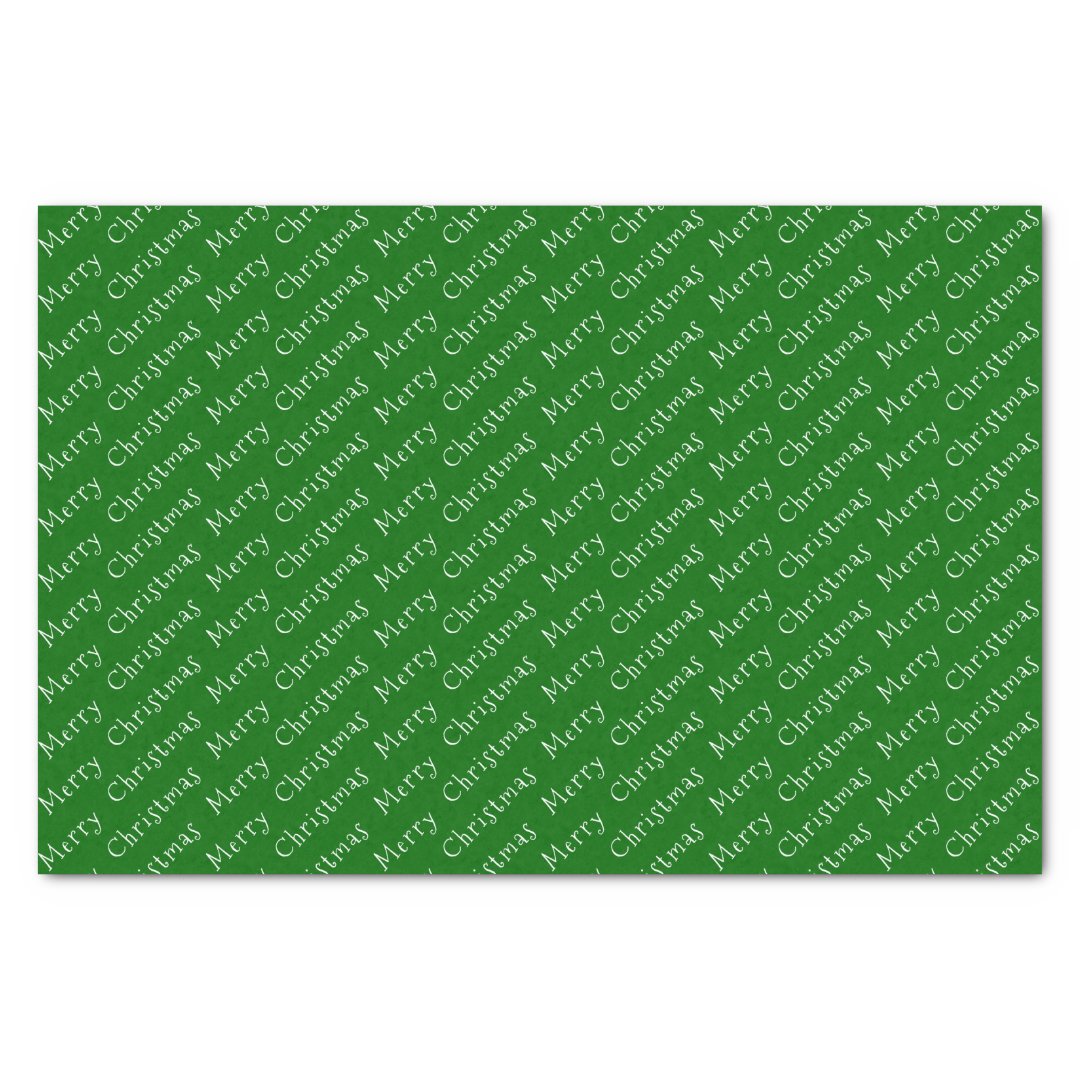Christmas Typography White on Dark Green Tissue Paper