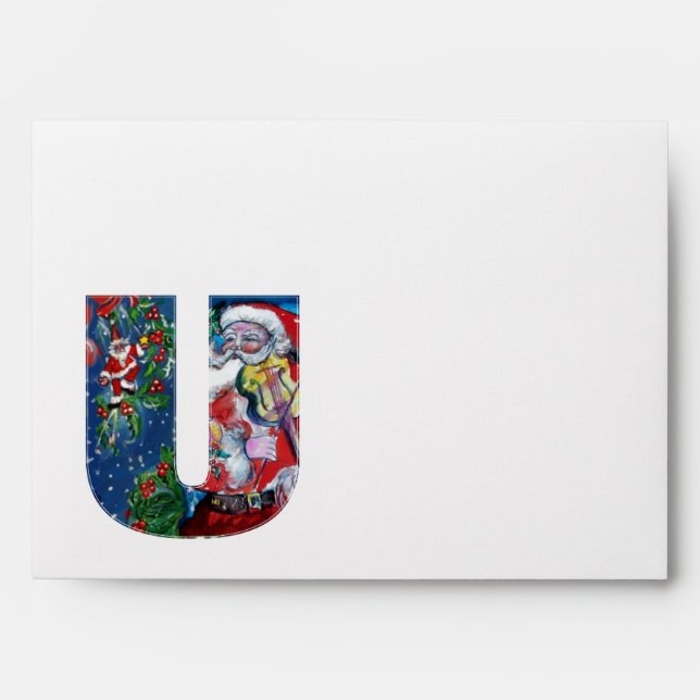 CHRISTMAS U LETTER /SANTA  CLAUS WITH VIOLIN ENVELOPE (Front)