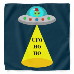 Christmas UFO Ho Ho Alien flying saucer Bandana