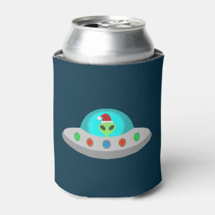 Christmas UFO Ho Ho Alien flying saucer Can Cooler