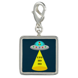 Christmas UFO Ho Ho Alien flying saucer Charm
