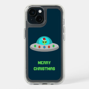 Christmas UFO Ho Ho Alien flying saucer Custom iPhone 15 Case
