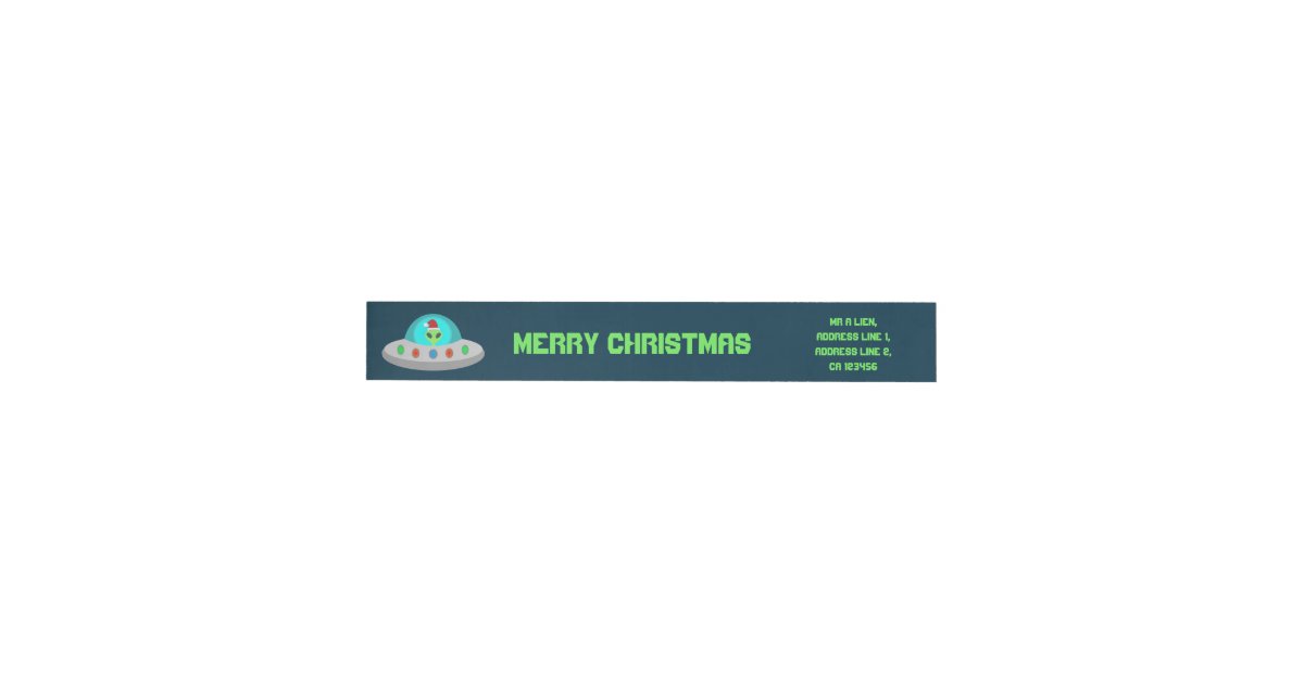 Christmas UFO Ho Ho Alien flying saucer Custom Wrap Around Address ...