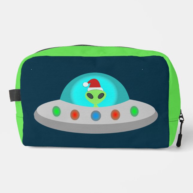 Christmas UFO Ho Ho Alien flying saucer Dopp Kit (Front)