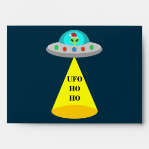 Christmas UFO Ho Ho Alien flying saucer Envelope