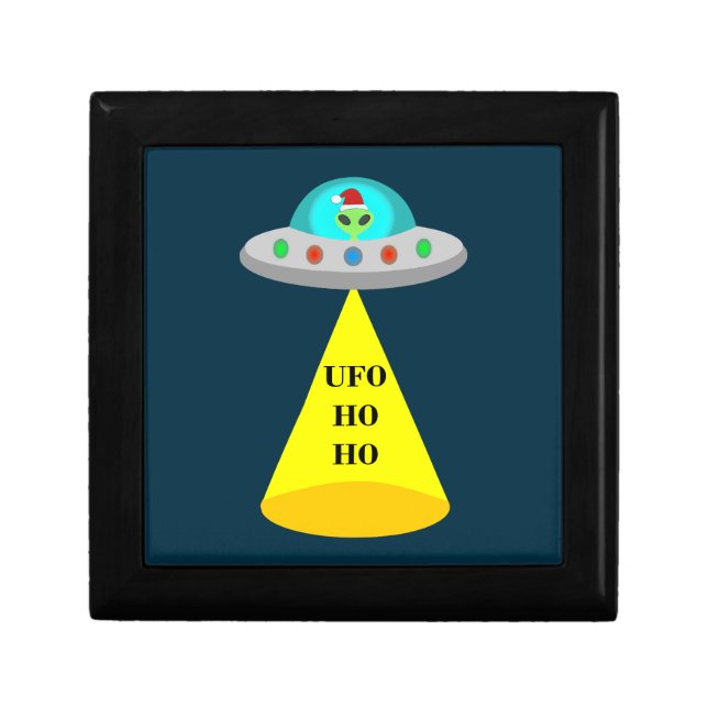 Christmas UFO Ho Ho Alien flying saucer Gift Box (Front)