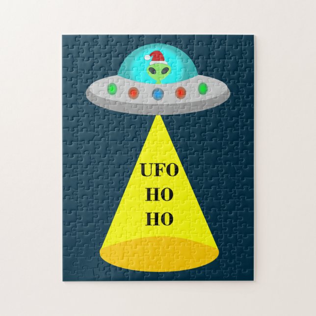 Christmas UFO Ho Ho Alien flying saucer Jigsaw Puzzle (Vertical)
