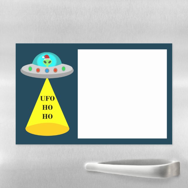 Christmas UFO Ho Ho Alien flying saucer Magnetic Dry Erase Sheet (In Situ)