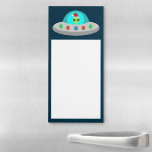 Christmas UFO Ho Ho Alien flying saucer Magnetic Notepad