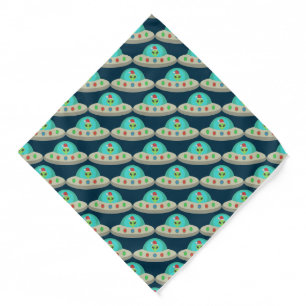 Christmas UFO Ho Ho Alien flying saucer Patterned Bandana