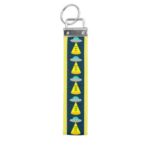 Christmas UFO Ho Ho Alien flying saucer Patterned Wrist Keychain