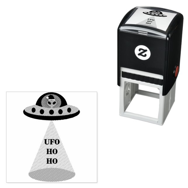 Christmas UFO Ho Ho Alien flying saucer Self-inking Stamp (In Situ)