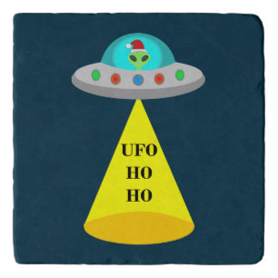 Christmas UFO Ho Ho Alien flying saucer Trivet
