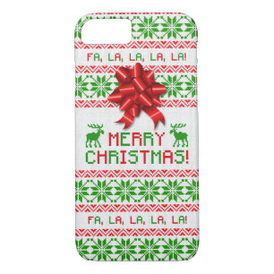 Christmas Ugly Christmas Sweater Red Green Bow iPhone 8/7 Case