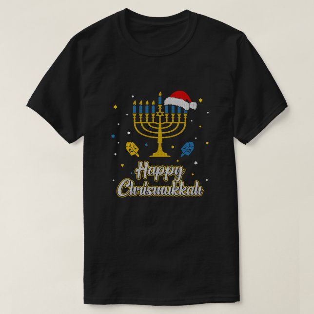 Christmas Ugly Hanukkah Sweater Menorah Happy Chri (Design Front)