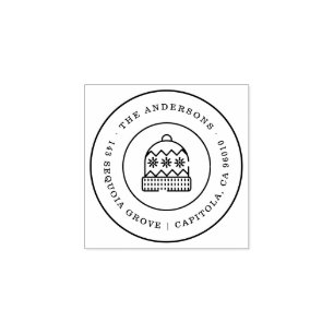 Christmas Ugly Hat Family Name Return Address Rubber Stamp