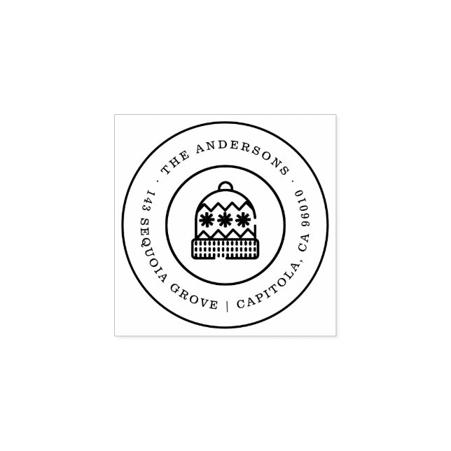 Christmas Ugly Hat Family Name Return Address Rubber Stamp (Imprint)