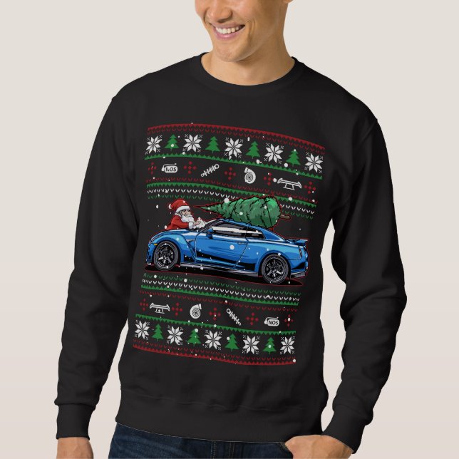 Christmas Ugly Nissan GT-R R35! Great XMas Present Sweatshirt (Front)