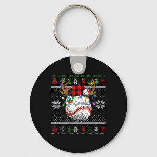 Christmas Ugly Sater Santa Hat Men Kids Baseball  Keychain