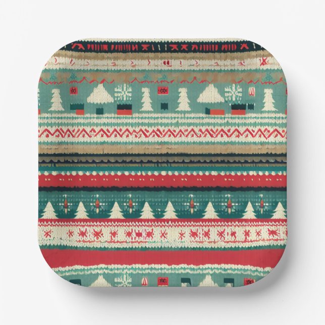 Christmas Ugly Sweater 3 Paper Plates (Front)