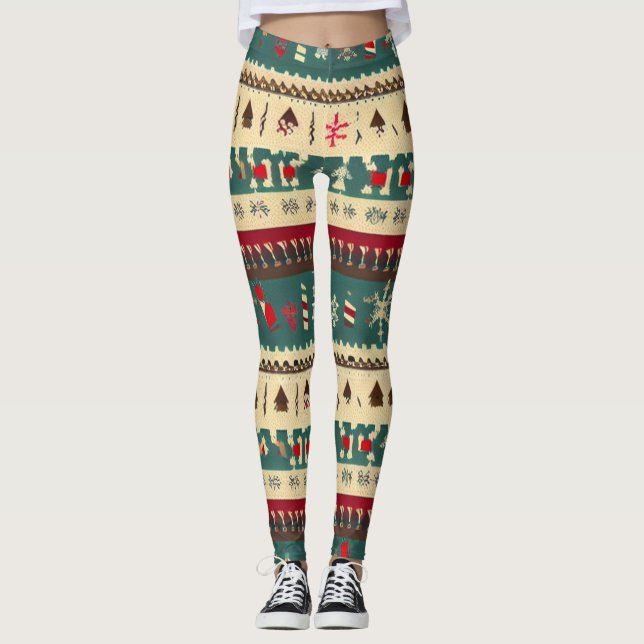 Christmas Ugly Sweater 5 Leggings (Front)