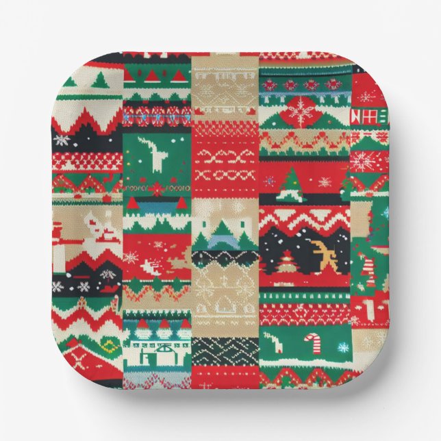 Christmas Ugly Sweater 8 Paper Plates (Front)