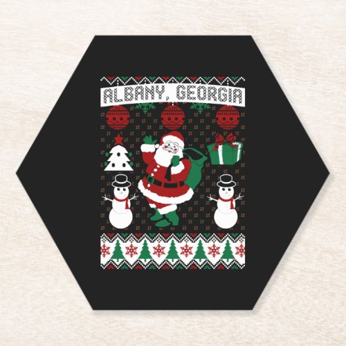 Christmas Ugly Sweater Albany New York Paper Coaster