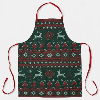 Christmas Ugly Sweater Cross-stitch Funny Apron